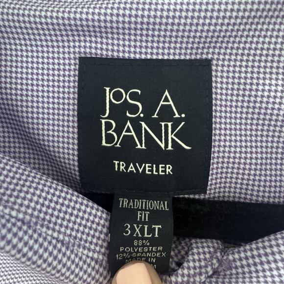 New Jos A. Bank Traveler Performance Shirt Button Down 3XLT Purple Check - Picture 2 of 6